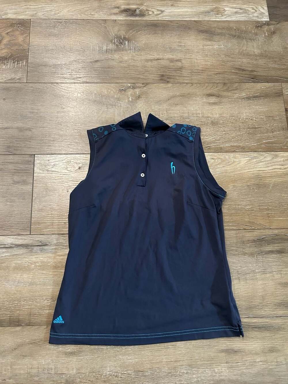 Adidas Women's Sleeveless Golf Polo Tank Navy Blue Teal